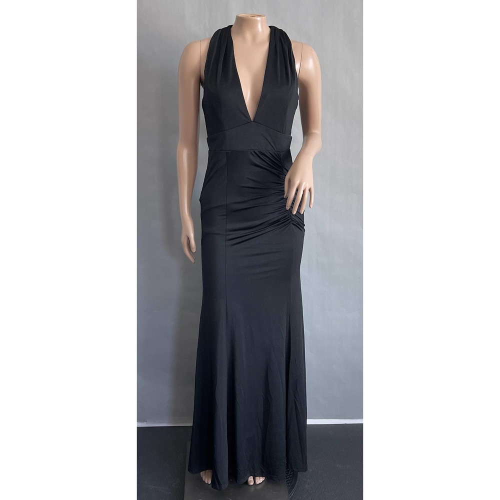 Lulus Dress Women S Tenth Avenue Black Ruched Halter Maxi Formal Event Maxi NWOT - Picture 3 of 13